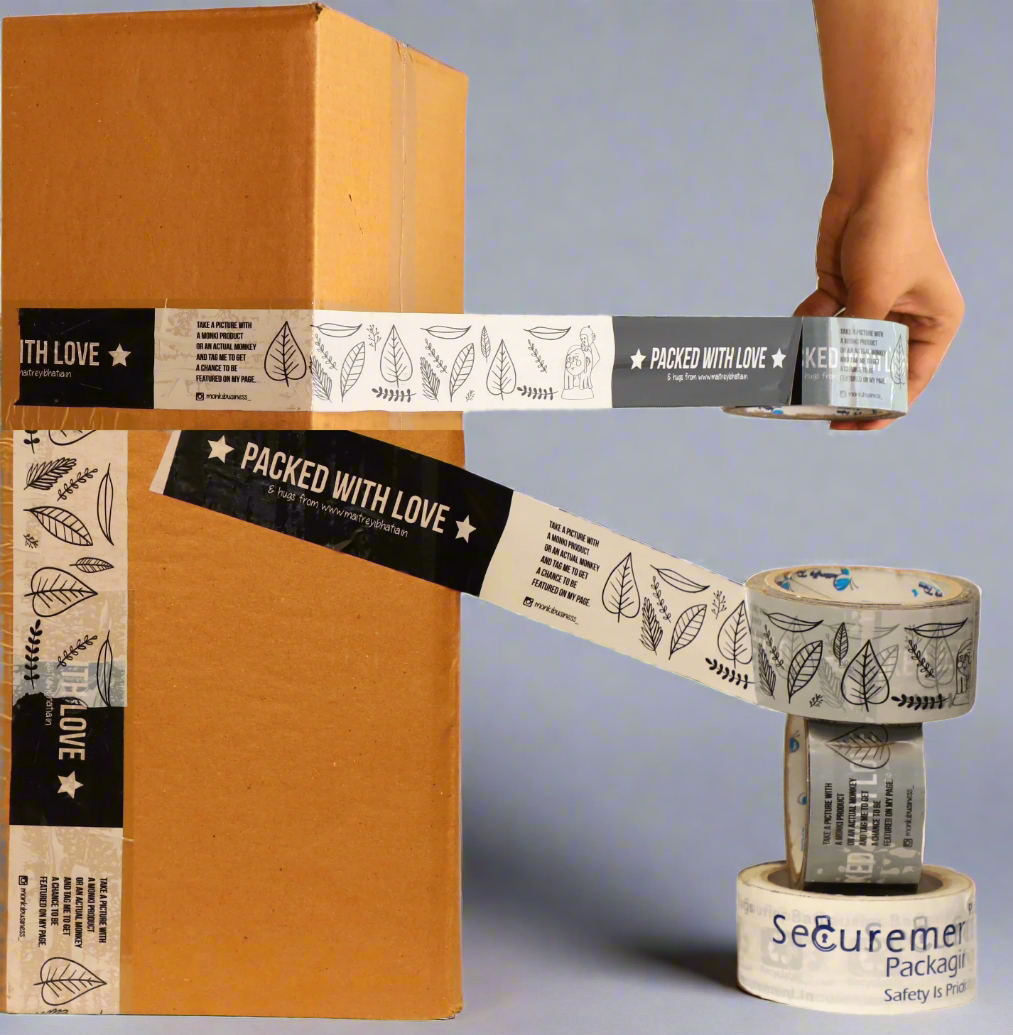 Custom Logo Tapes - 65M Length Roll Available At Securement Packaging ...